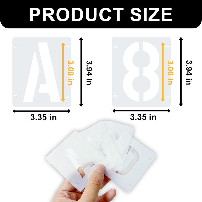 Vomulato 2 Pack - 3 Inch Letter Stencils Set, 72 Reusable Stencils for Painting On Wood, Metal, Walls, Fabric, Rocks with Interlocking, Perfect for Banners, Sign Making & DIY Art (3 inch) - Image 3